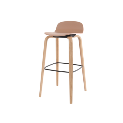 Danish Bar Stool | Stiletto Natural Frame | Pink PP Seat 
