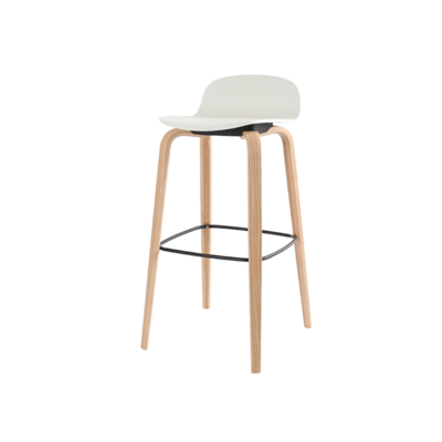 Danish Bar Stool | Stiletto Natural Frame | White PP Seat