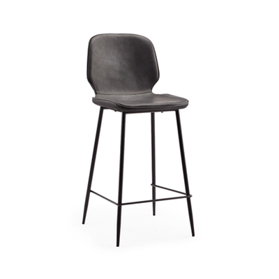 Nordic Bar Stool | Retro Leather | Vintage Grey