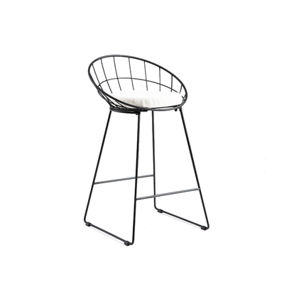 Nordic Kylie Bar Stool | Washable Cushion | Black Metal Frame 65 75 CM