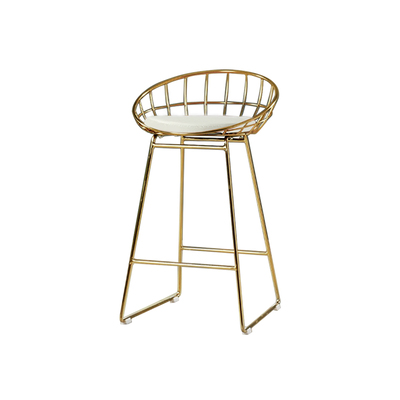 Nordic Kylie Bar Stool | White PU Leather Cushion | Gold Plating Finish