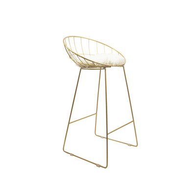 Nordic Kylie Bar Stool | Washable Artificial Wool Cushion | Shimmer Gold Frame