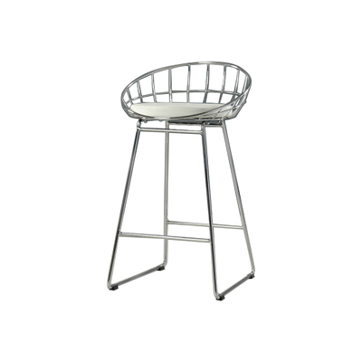 Nordic Kylie Bar Stool | White PU Leather Cushion | Silver Plating Finish
