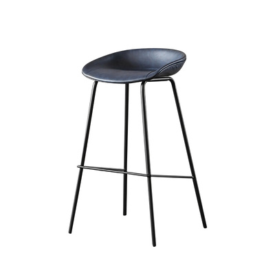 ZEIL Lowback Kitchen Bar Stool | Synthetic Leather | Blue