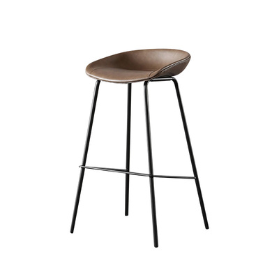 ZEIL Lowback Kitchen Bar Stool | Synthetic Leather | Brown