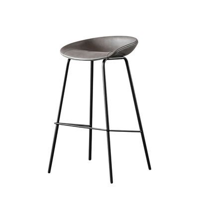 ZEIL Lowback Kitchen Bar Stool | Synthetic Leather | Grey 