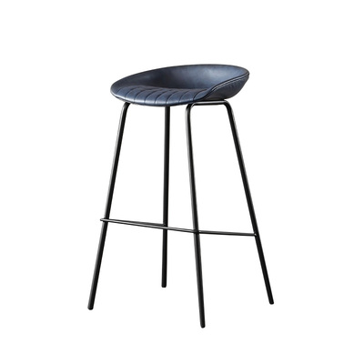 ZEIL Lowback Kitchen Bar Stool | Synthetic Leather | Mesh Blue 