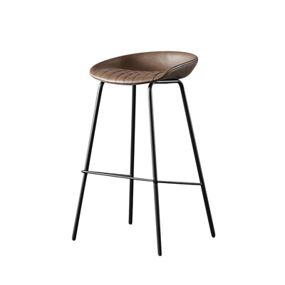 ZEIL Lowback Kitchen Bar Stool | Synthetic Leather | Mesh Brown