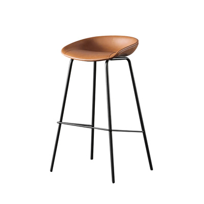 ZEIL Lowback Kitchen Bar Stool | Synthetic Leather | Tan