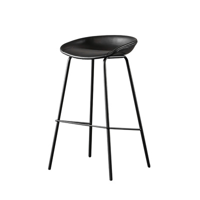 ZEIL Lowback Kitchen Bar Stool | Synthetic Leather | Black