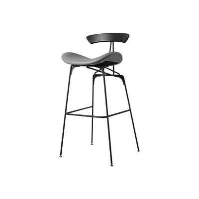 Lectory Bar Stool | Project | Black Back Support | Grey PU Leather Seat 