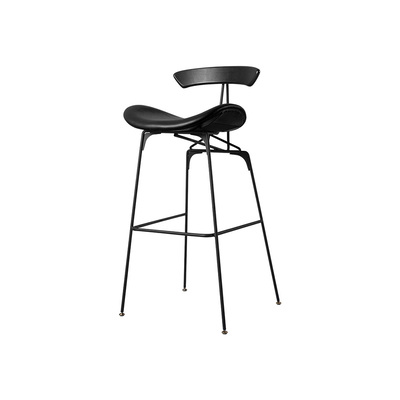 Danish Barstool | Chair Project | Black Back Support | Black  PU Leather Seat