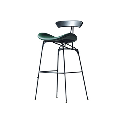 Danish Barstool | Chair Project | Black Back Support | Green PU Leather Seat 
