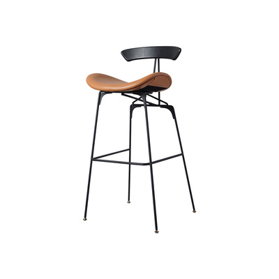 Danish Barstool | Chair Project | Black Back Support | Light Brown PU Leather Seat
