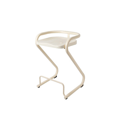 Scandinavian Bar Stool | 1960s Sculpted Z Shape | Replica | White Steel Frame | White PP Seat | 65cm Seat Height