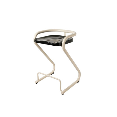 Scandinavian Bar Stool | 1960s Sculpted Z Shape | Replica | White Steel Frame | Black PP Seat | 65cm Seat Height