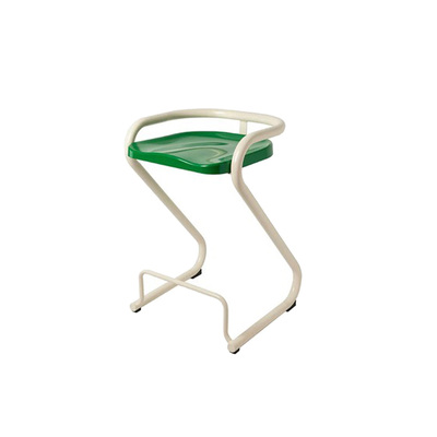 Scandinavian Bar Stool | 1960s Sculpted Z Shape | Replica | White Steel Frame | Green PP Seat | 65cm Seat Height