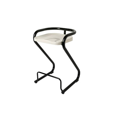 Scandinavian Bar Stool | 1960s Sculpted Z Shape | Replica | Black Steel Frame | White PP Seat | 65cm Seat Height