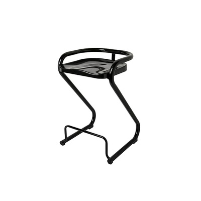 Scandinavian Bar Stool | 1960s Sculpted Z Shape | Replica | Black Steel Frame | Black PP Seat | 65cm Seat Height