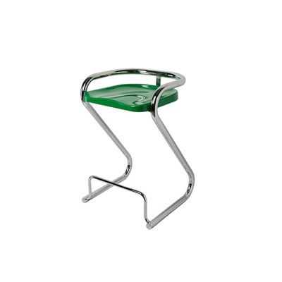 Scandinavian Bar Stool | 1960s Sculpted Z Shape | Replica | Stainless Steel Frame | Green PP Seat | 65cm Seat Height