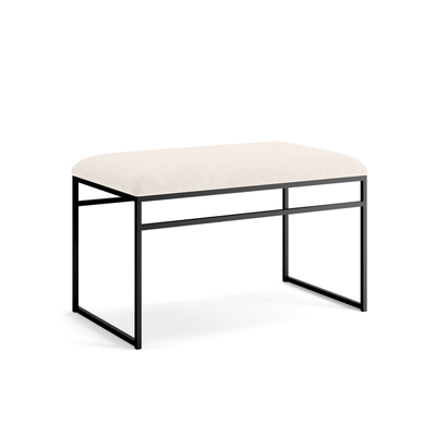 Minimalist Bench | Bended Iron Rods Velvet Fabric | Black Frame White Seat