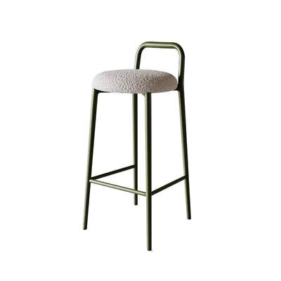 Danish Metal Bar Stool | Skift | Pantone Steel Frame | White Boucle Fabric Seat