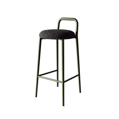 Danish Metal Bar Stool | Skift | Pantone Steel Frame | Black Boucle Fabric Seat