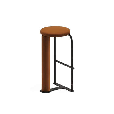 Replica Bar Stool | Fox By Woo | Black Metal Frame | Orange Velvet Fabric Seat | Without Back Support