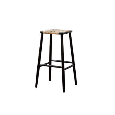 Danish Bar Stool | Woven Rope Seat | Timber Frame | Matt Black Finish 