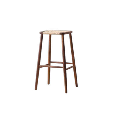 Danish Bar Stool | Woven Rope Seat | Timber Frame | Stain Walnut Finish