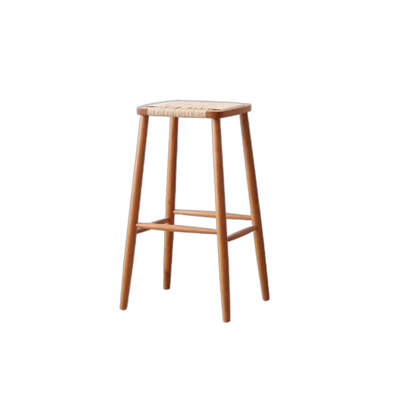 Danish Bar Stool | Woven Rope Seat | Timber Frame | Natural Timber Finish 