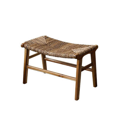 Woven Bench | Muruya | Rush Rattan Woven Seat | Teak Timber Frame 