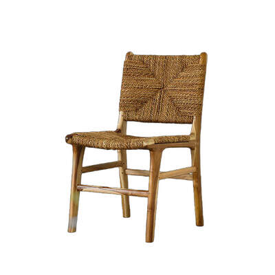 Woven Dining Chair | Muruya | Rush Rattan Woven Seat | Teak Timber Frame 