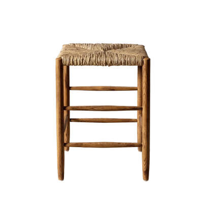 Woven Counter Stool | Manila | Rush Rattan Woven Seat | Elm Timber Frame | Flat Stool