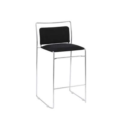 Replica Fabric Counter Stool | Tulu Barstool | Stainless Steel Chrome Frame | Black Fabric Seat 