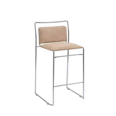 Replica Fabric Counter Stool | Tulu Barstool | Stainless Steel Chrome Frame | Beige Fabric Seat 