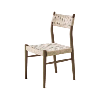 Woven Dining Chair | Halden | Beige Rope Seat| Stained Walnut Finish