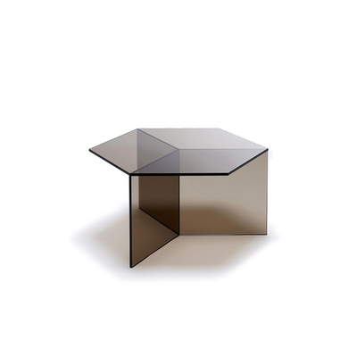 Acrylic Side Table | Hexagon Top | Smokey Grey