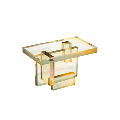 Acrylic Side Table | Sugar Granules | Rectangular  Top | Raw Sugar 