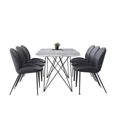Scandinavian | Marble Dining Table Set | White Carrara 