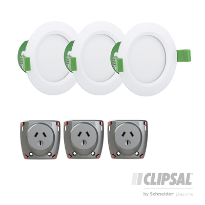 Clipsal 9W Dimmable Downlight Kit Bundle | 10 Downlights + 10 Blind Snake Socket