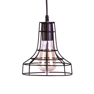 Vintage Pendant Lamp - Horn Cage | w/ Edison ST64 Bulb 40W | Industrial Loft Wire 