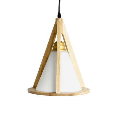 Vintage Pendant Lamp - Nordic Cone | w/ Glob Bulb 40W | Scandinavian light Wood