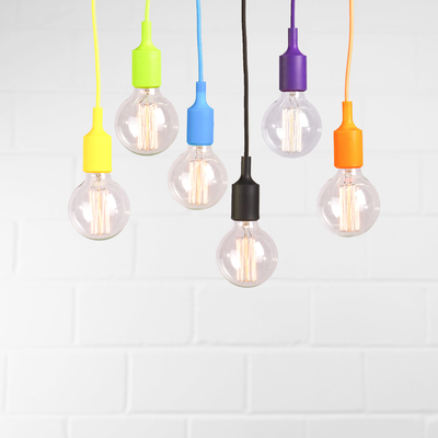 Vintage Pendant Lamp - Rainbow|w/ Globe/Edison Bulb 40W | Colour Silicone Single