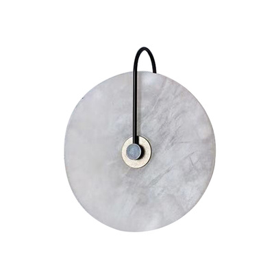 LED Wall Lamp Black | Marble Plate | Vintage Round Disc