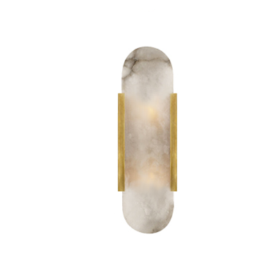 LED Wall Lamp |  Marble Oval With Brass Edge | 10.3 x 35cm / 10.3 x 50cm