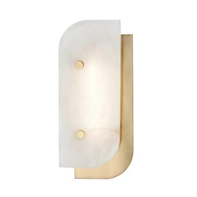 Nordic LED Round Corner Marble Wall Lamp | Brass Flush Mount | Warm White