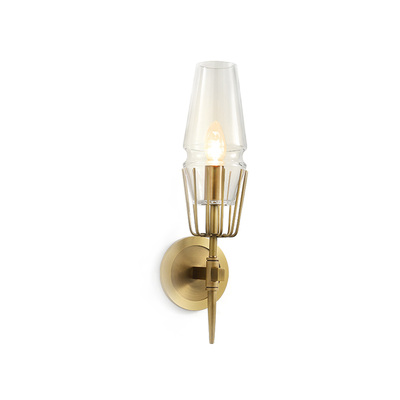 LED Wall Lamp | Brass Bandelabrum | Crystal Glass Shade