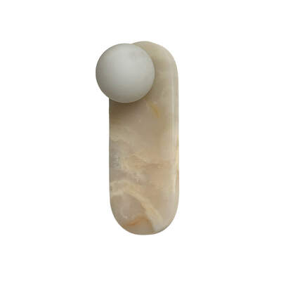 LED Wall Lamp | Oval Bulgari Marble |  Frost Glass Shade | 10x27cm | White Jade Stone