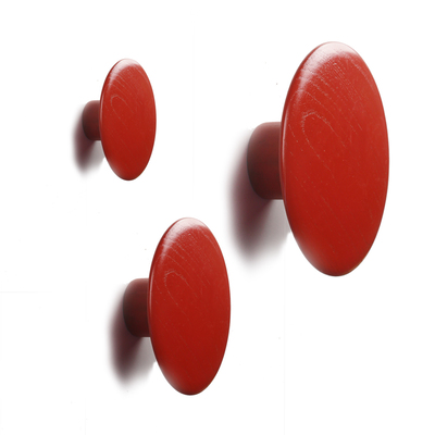 Dots Coat Hook | Dior Red | Hat Jacket Round Wooden Wall Mount Cloth Hanger